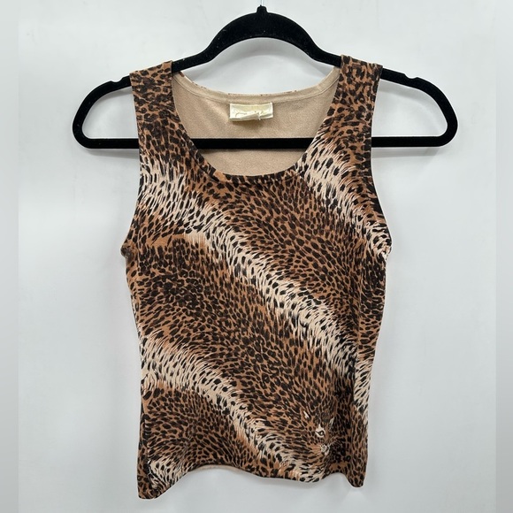 Cache Tops - Y2K VTG CACHE SILK CHEETAH stretch sophisticated classic coastal grandma tank M
